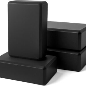 4 Pack Yoga Blocks 9 x 6 x 3 Inch Soft Eva Foam Lightweight Non Slip Yoga Props with Beveled Edges for Yogas Pilates Stretching Meditation (Black)