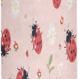 Lady Bugs Daisy Yoga Mat 1mm Thin Foldable Travel Yoga Mat Non Slip Lightweight Exercise Workout Mat for Women Men Pilates Home Gym with Storage Bag 71 x 26 Inch