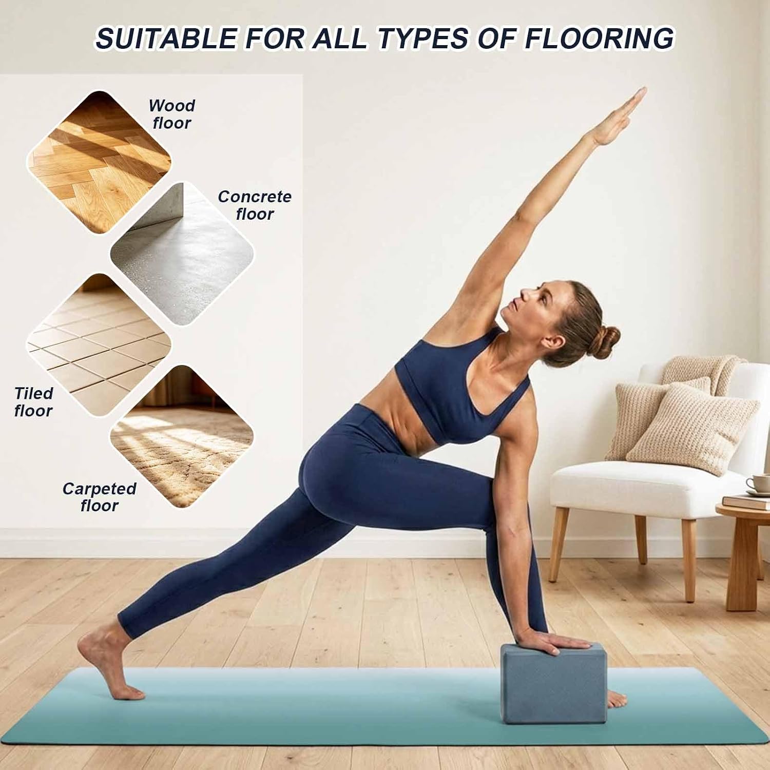 Yoga Mat Blue Eucalyptus Leaves Non Slip Exercise Mat with Carrying Strap and Storage Bag Vintage Fitness Mat for Yoga, Pilates, Stretching and Floor Workouts - Image 5