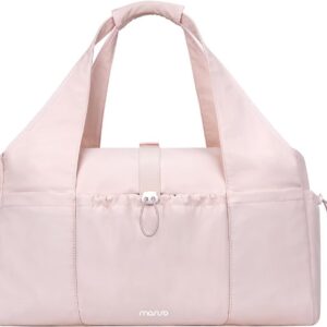 MOSISO Gym Bag for Women, Travel Duffle Weekender Overnight Workout Carry on Small Tote Sport Gym Duffle Bag with Shoe Compartment&Wet Pocket&Drawstring Pocket for Fitness, Yoga, Weekend, Pink