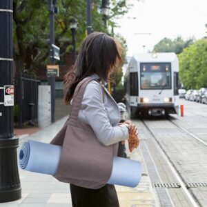Canvas Yoga Mat Tote Bag with Side Pocket Large Shoulder Carryall for Pilates Gym and Workout
