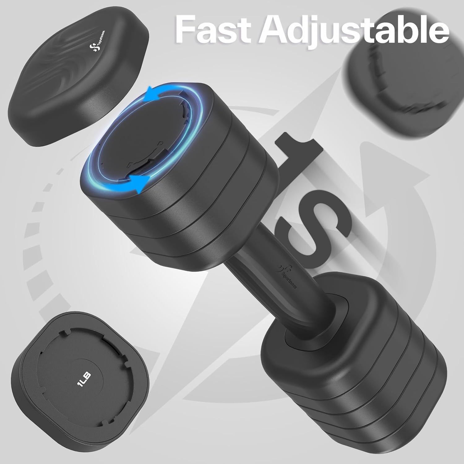 Adjustable Dumbbell Set of 2: Sportneer 4 in 1 Free Weights Dumbbells Set for Women, Hand Weights for Women at Home, Each 2lb 4lb 6lb 8lb 10lb Weights with Soft Rubber Handle for Home Gym Exercise Training - Image 2
