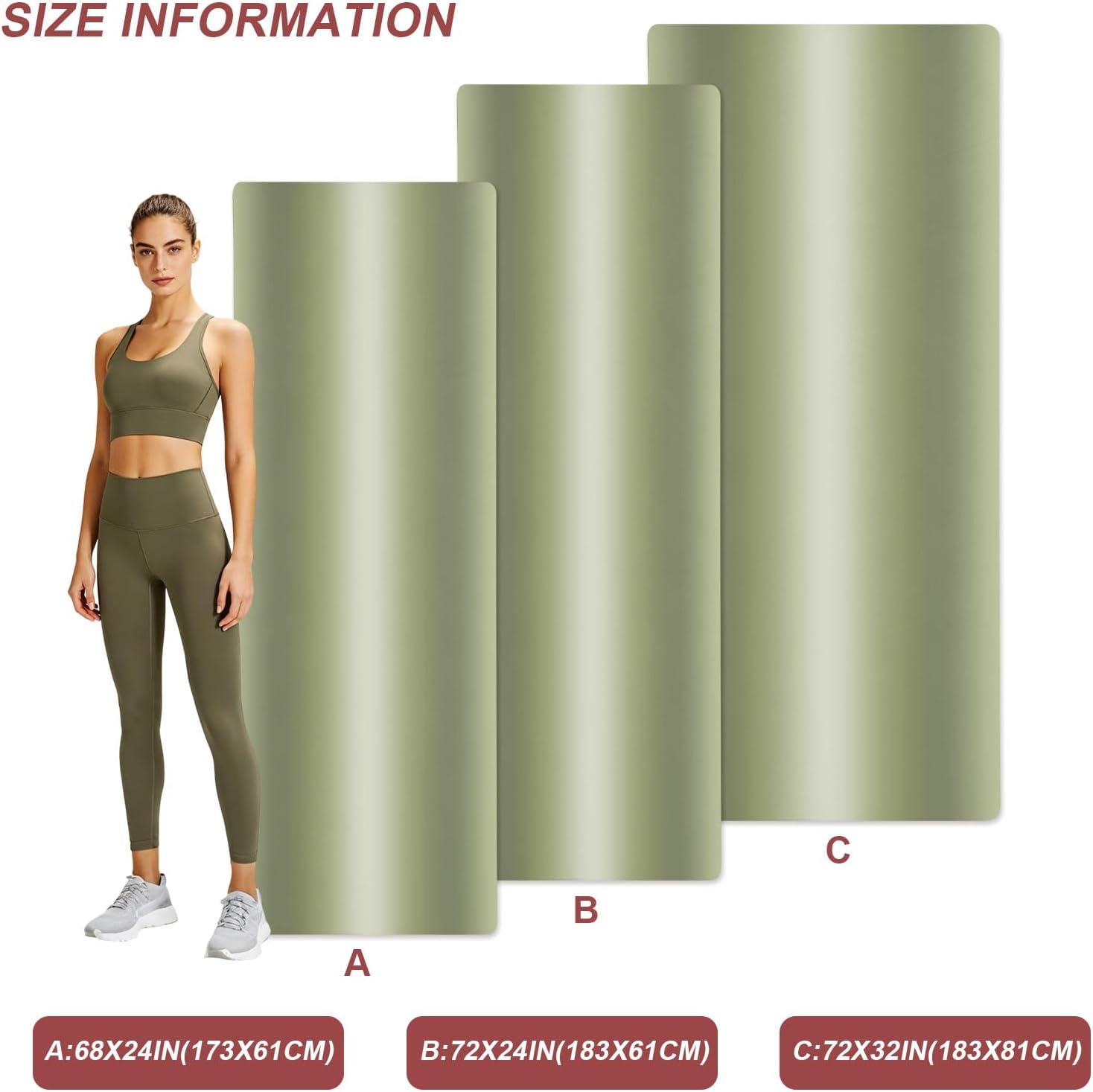 Yoga Mat Non Slip, Green Ombre Fitness Yoga Mats with Carrying Strap & Bag, Abstract Art Modern Gradient Women Workout Mats for Home Pilates Floor Exercises Travel - Image 8