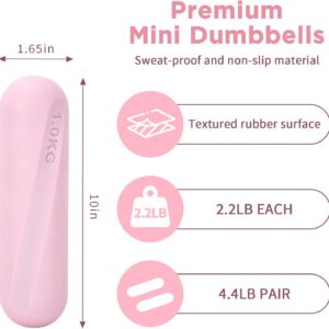 Dumbbell Set, Hand Weights For Women, 2.2lb Dumbbells Set of 2, Exercise & Fitness Dumbbells, Dumbbell Set for Walking, Yoga, Dance, Barre, Pilates, Cardio, Aerobics