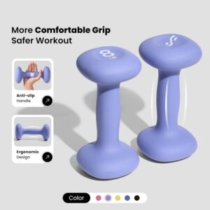 Sportneer Neoprene Dumbbells Set of 2, 2,3, 5, 8, 10lb Hand Weights for Women, Non-Slip Ergonomic Design, Anti-Roll Square Shape at home weights for women