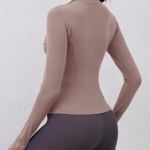 LOMON Womens Long Sleeve Workout Tops Quick Dry Quarter Zip Pullover Crop Yoga Athletic Slim Fit Shirts