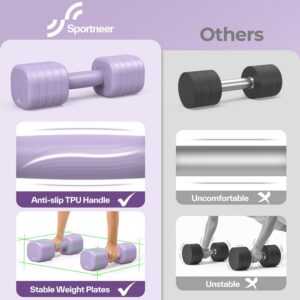 Adjustable Dumbbell Set of 2: Sportneer 4 in 1 Free Weights Dumbbells Set for Women, Hand Weights for Women at Home, Each 2lb 4lb 6lb 8lb 10lb Weights with Soft Rubber Handle for Home Gym Exercise Training