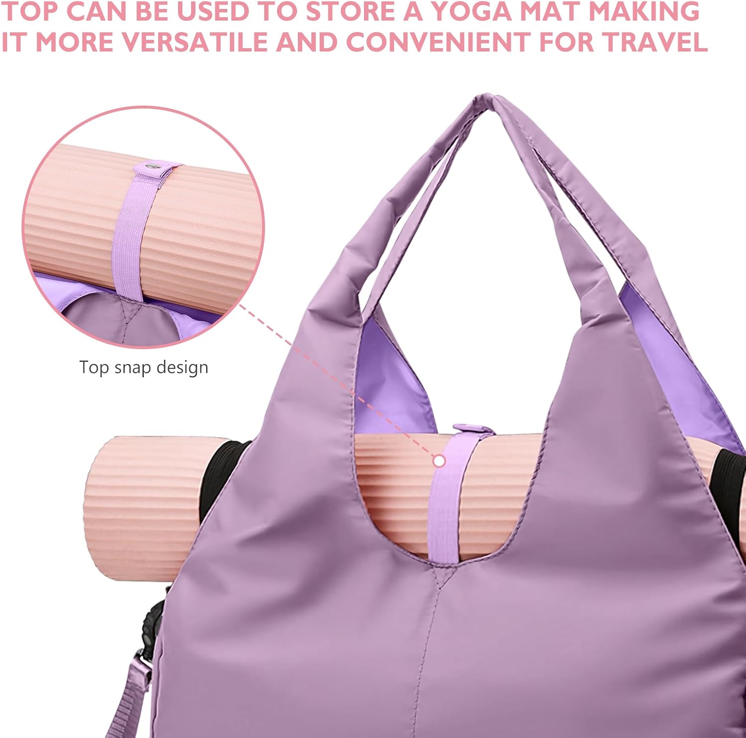 Upgrade Yoga Gym Bags for Women with Shoes Compartment & Storage Pockets & Adjustable Yoga Mat Holder - Image 5