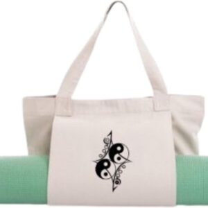 Candy Freezer Canvas Yoga Mat Tote Bag – Multi-Purpose Gym Bag for Women with Mat Carrier Pocket, Ideal for Office, Pilates, Beach, and Travel with Mesh Gold Packaging Included (Beige/White)