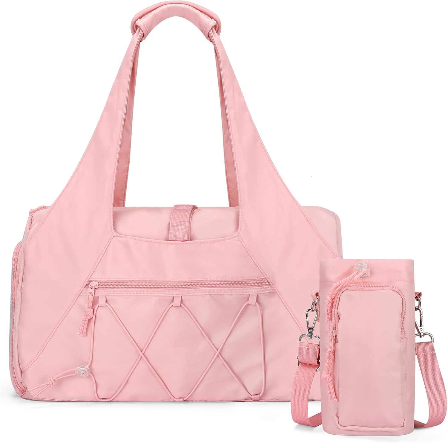 20L Small Gym Duffel Bag with Water Bottle Holder & Shoe Compartment for Women, Travel Duffel Bag with Wet Pocket for Yoga, Pink