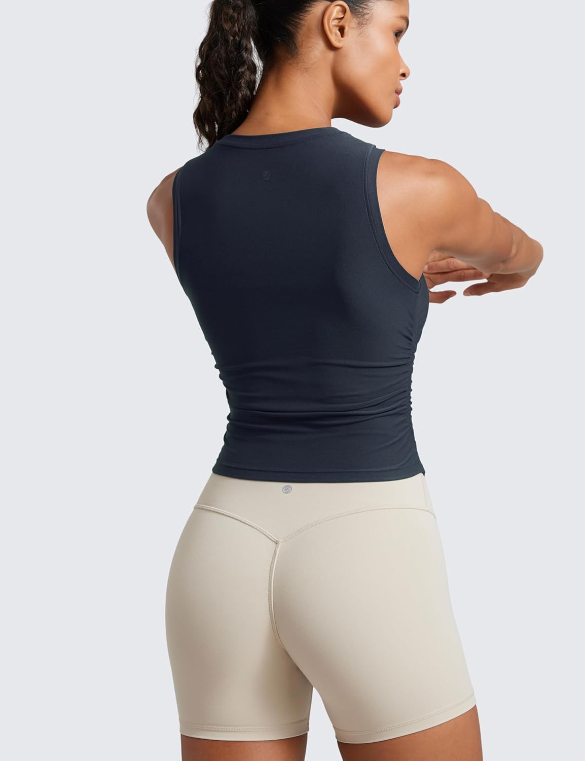 CRZ YOGA Cloudweight Womens Ruched Tank High Neck Workout Fitted Tops Basic Yoga Athletic Sleeveless Shirts - Image 2