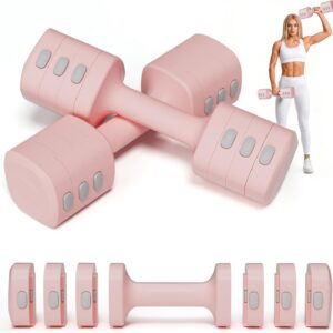 Pink Dumbbell Set for Women – Adjustable Kettlebell Weights Set, 4-in-1 Hand Weights (2.2-12.1lbs) | Free Weights Dumbbells Set for Home Exercise & Fitness