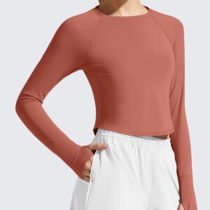 G4Free Lightbreeze Women’s UPF 50+ Long Sleeve Workout Tops Crop Rash Guard Quick Dry Sun Shirts Running Yoga Athletic Gym