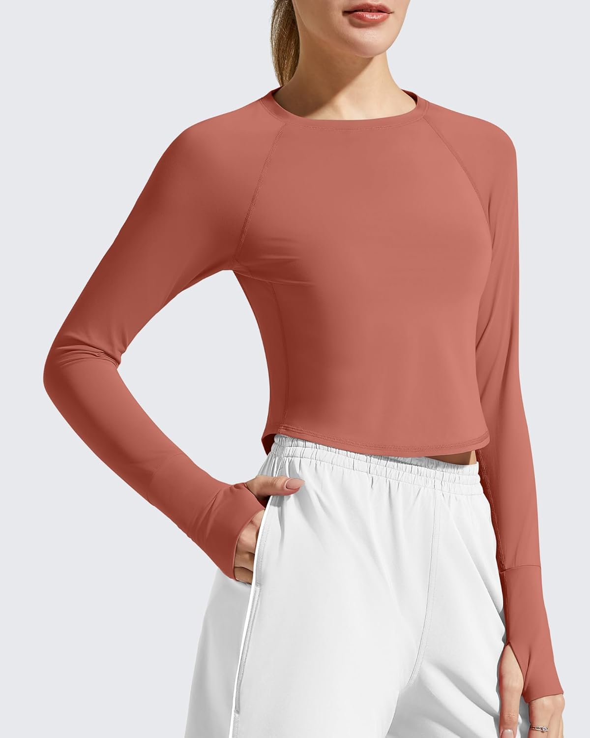G4Free Lightbreeze Women's UPF 50+ Long Sleeve Workout Tops Crop Rash Guard Quick Dry Sun Shirts Running Yoga Athletic Gym - Image 2