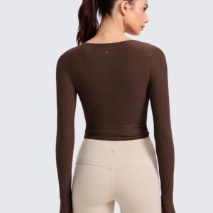 CRZ YOGA Cloudweight Wrap Shirts for Women – Workout Yoga Pilates Casual Long Sleeve Tops Cross V Neck Tie Soft Tees