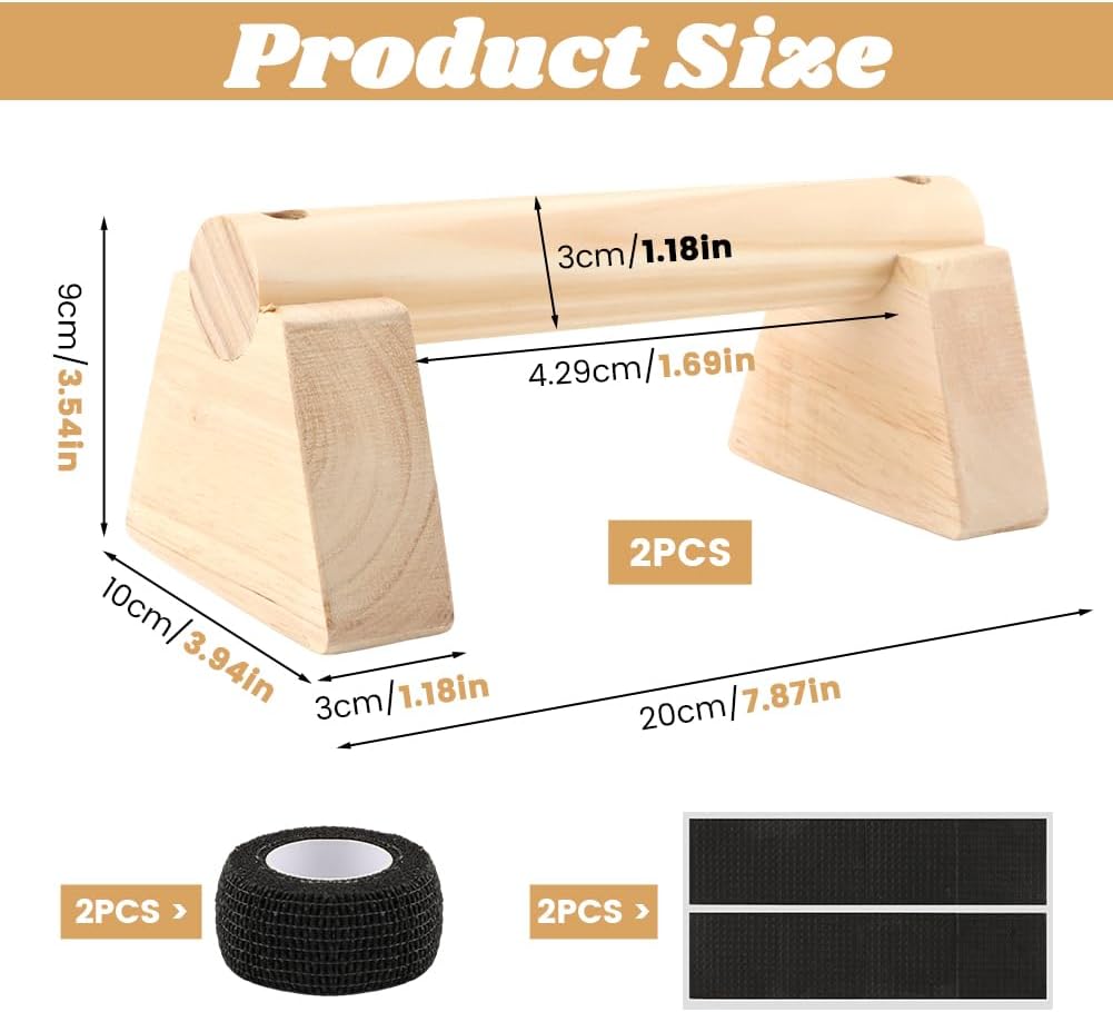 Wood Parallettes Bars for Home Workout, Push Up Bars & Dip Stands, Wooden Calisthenics Equipment Handstand Blocks for Strength Training, Rehabilitation & Gymnastics - Image 2