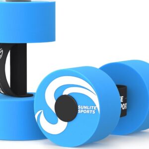 Sunlite Sports Water Weights Pool Exercise Dumbbells, Water Aerobic Equipment, High-Density EVA-Foam Dumbbell with Handle Strip, Aqua Therapy, Pool Fitness, Water Exercise, Set of 2