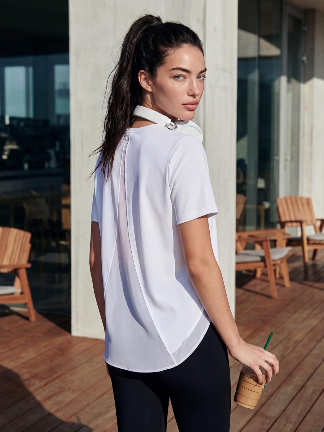 AARYA Women's Cooling Workout Tops Short Sleeve Loose Fit Activewear - Quick Dry Athletic Shirts for Yoga Running Gym - Image 2