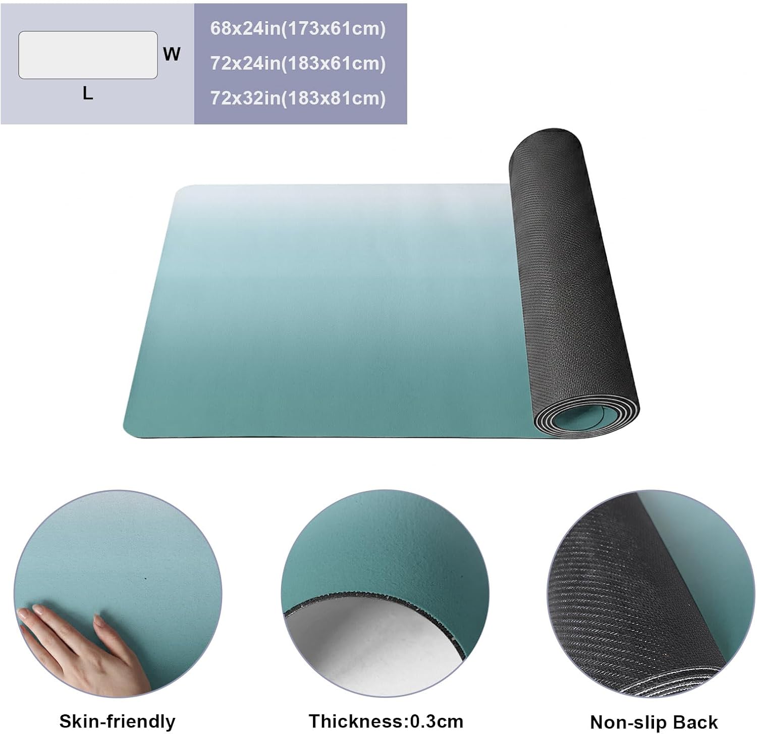 Yoga Mat Blue Eucalyptus Leaves Non Slip Exercise Mat with Carrying Strap and Storage Bag Vintage Fitness Mat for Yoga, Pilates, Stretching and Floor Workouts - Image 8