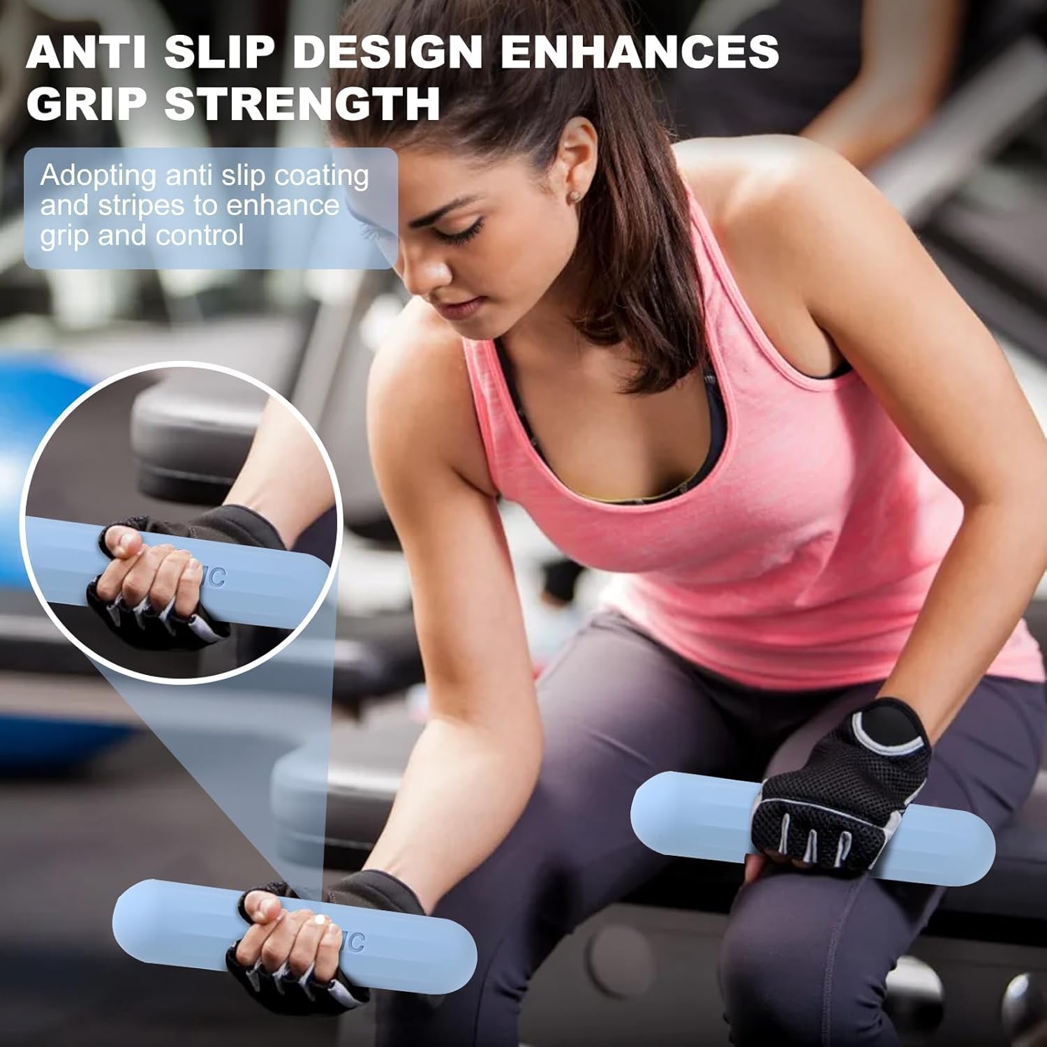 Dumbbell Hand Weight Bars for Women,3lbs Dumbbells Set of 2 or 1pcs Kettlebell Ring for Walking,Workout,Pilates,Strength Training, Gym,Running,Yoga, Dance, Aerobics, Cardio - Image 5