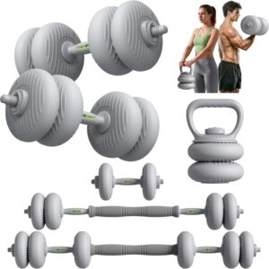 RYGEO Adjustable Dumbbell Set 22lb/44lb/66lb/80lbs Free Weights and Connector, Convert to Barbell, Kettlebells, All Floor Friendly Soft-shell Dumbbells, Home Gym Fitness for Men Women