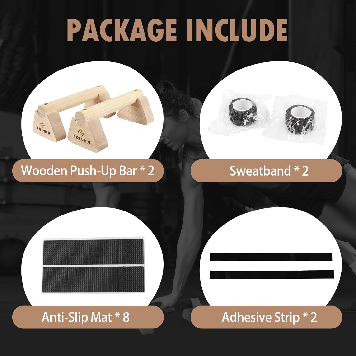 Wooden Parallettes Push Up Bars, 2 PCS Wood Calisthenics Bars with Non-Slip Base, Pushup Handles for Floor Home Fitness, Workout Equipment for Men and Women Strength Training - Image 4