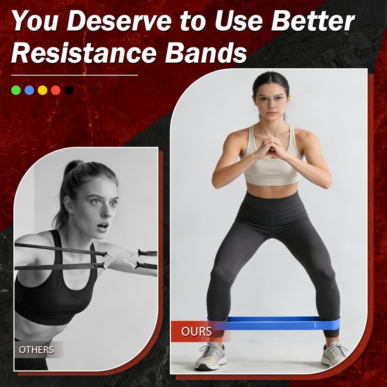 Resistance Bands for Working Out, 5 Levels Resistance Exercise Bands with Woven Bag, Bands for Working Out Women Men, Yoga, Pilates, Rehabilitation Training - Image 6