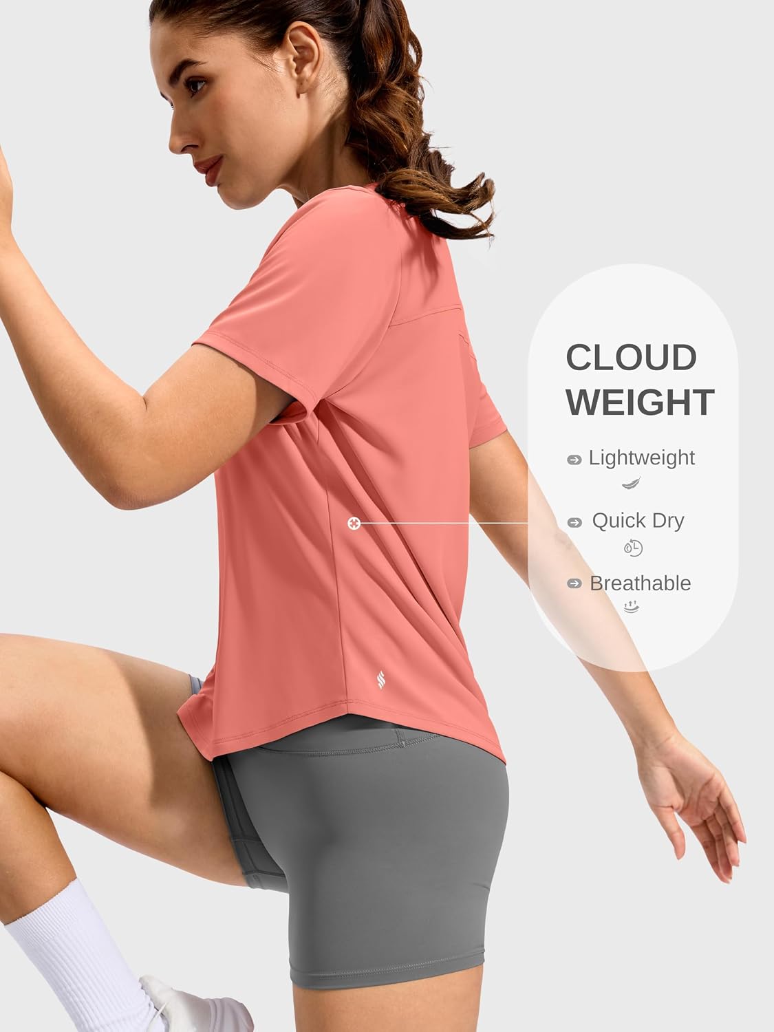 Soothfeel Workout Tops for Women Short Sleeve UPF 50+ Sun Shirt Athletic Running Top Loose Fit Cooling Quick Dry Gym T-Shirts - Image 4