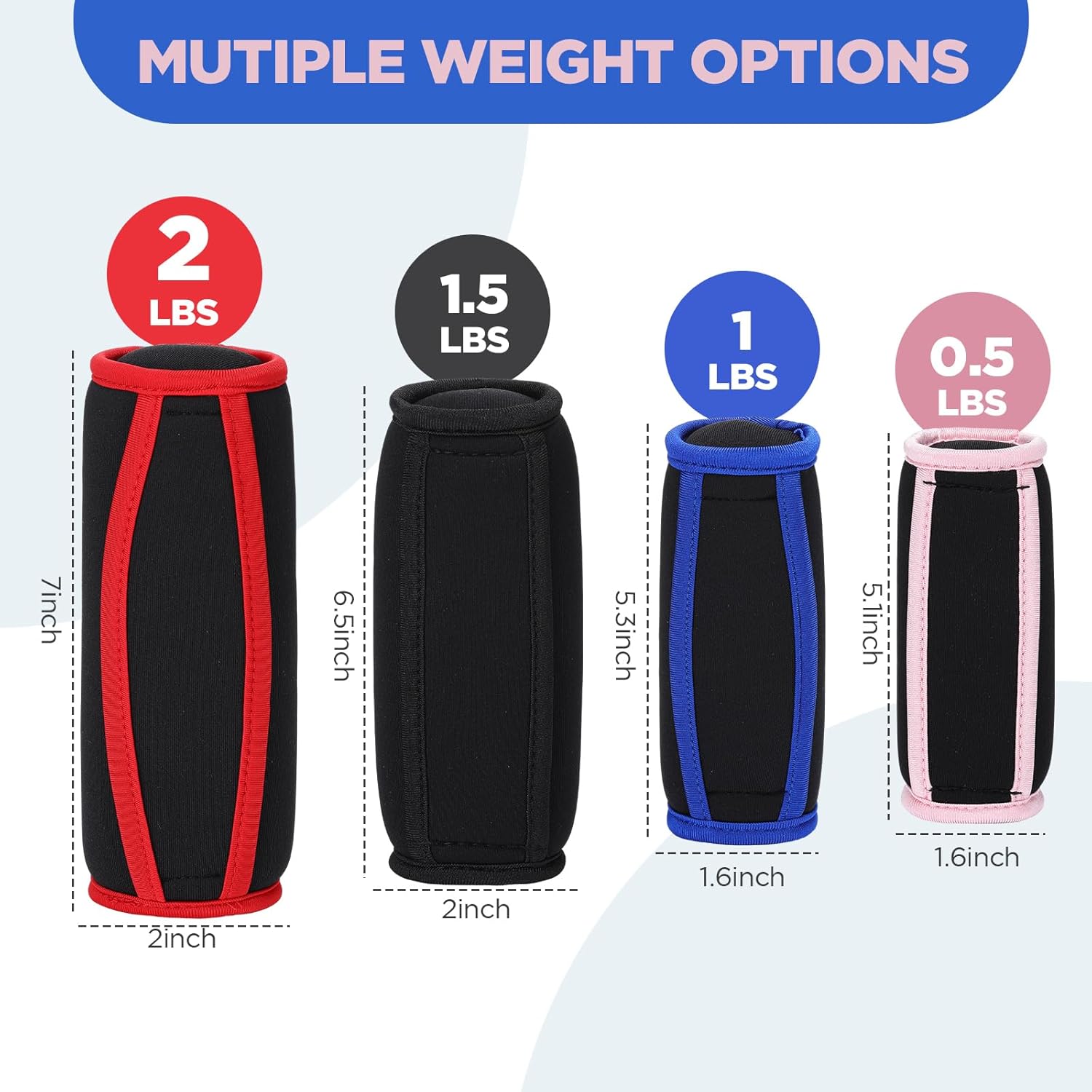 Hollowfly 4 Pair Soft Hand Weights Set for Women Men, 0.5lb 1lb 1.5lb 2lb Soft Dumbbells Walking Weights Small Weight Set Exercise Weights with Hand Strap for Running Workout Physical Aerobics - Image 3