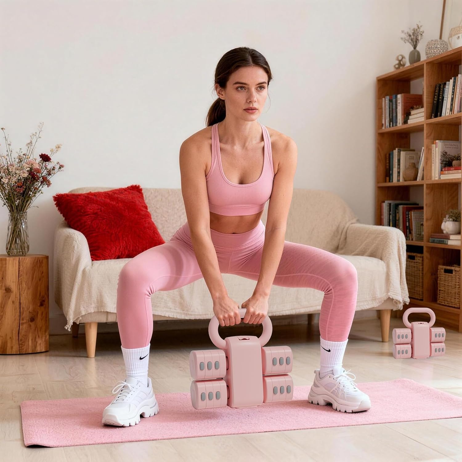 Pink Dumbbell Set for Women - Adjustable Kettlebell Weights Set, 4-in-1 Hand Weights (2.2-12.1lbs) | Free Weights Dumbbells Set for Home Exercise & Fitness - Image 6