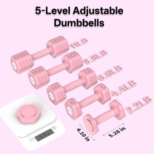 JOROTO 4-in-1 Adjustable Dumbbell Set of 2, 16LBS/22LBS Hand Weights for Women, Men, Upgraded TPE Soft Handle, 1s-Adjust Dual-Stable Dumbbell Set for Women Home Gym Exercise Training
