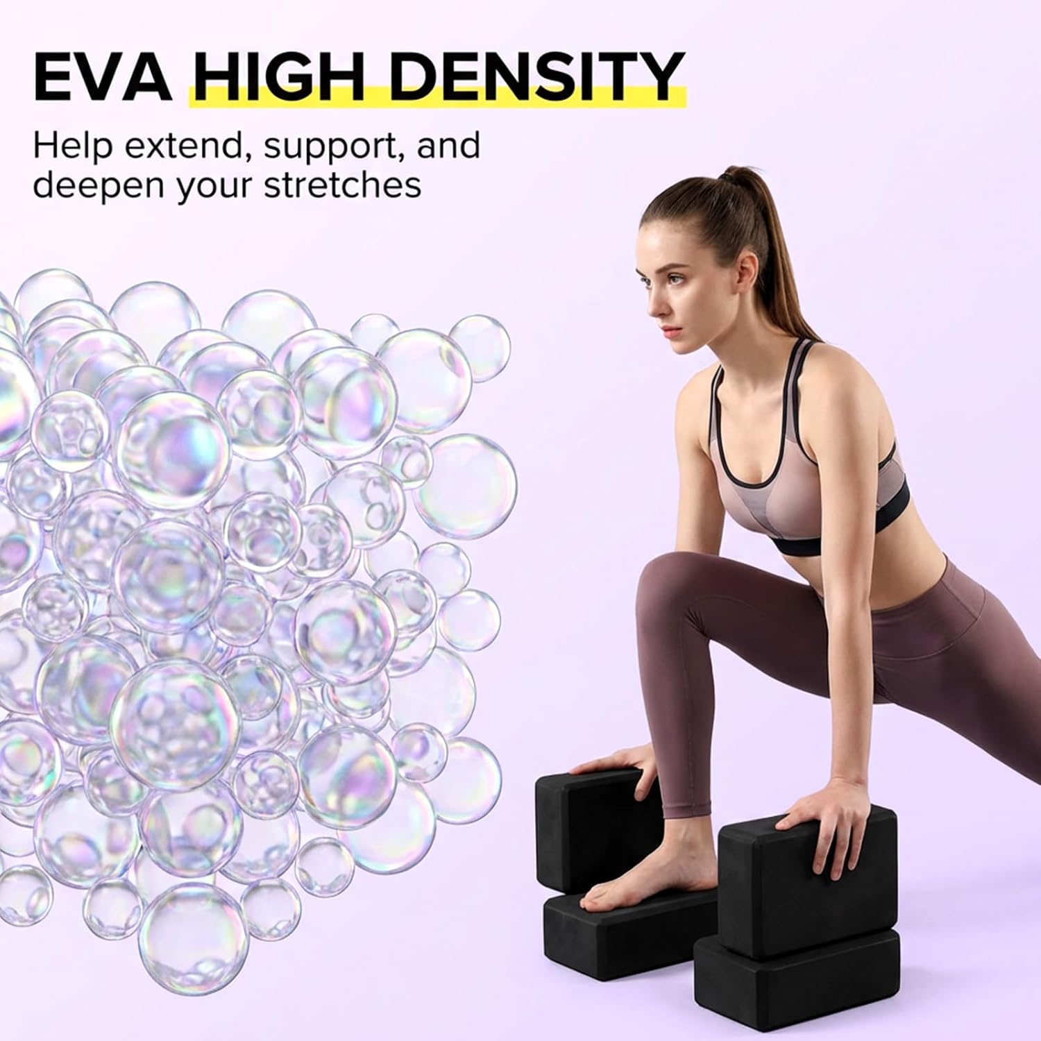 4 Pack Yoga Blocks 9 x 6 x 3 Inch Soft Eva Foam Lightweight Non Slip Yoga Props with Beveled Edges for Yogas Pilates Stretching Meditation (Black) - Image 6