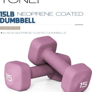 Tone Fitness Neoprene Dumbbell Weight Pairs with Anti-Roll Square Head | Multiple Options