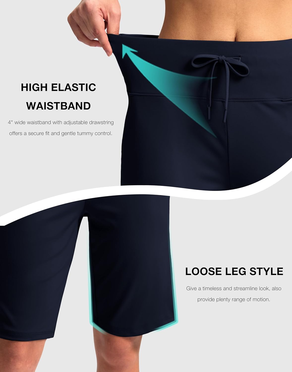 G Gradual Women's Bermuda Shorts with Pockets 11" Knee Length Stretch Comfy Drawstring Long Shorts for Women Summer Walking - Image 6