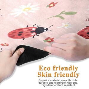Lady Bugs Daisy Yoga Mat 1mm Thin Foldable Travel Yoga Mat Non Slip Lightweight Exercise Workout Mat for Women Men Pilates Home Gym with Storage Bag 71 x 26 Inch