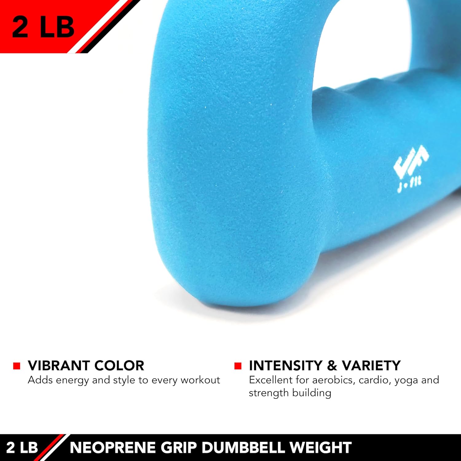 JFIT Neoprene D Grip Dumbbells - Single Weights 1LB-5LB - Premium Non-Slip, Hand Weights, Ergonomic Design - Image 5