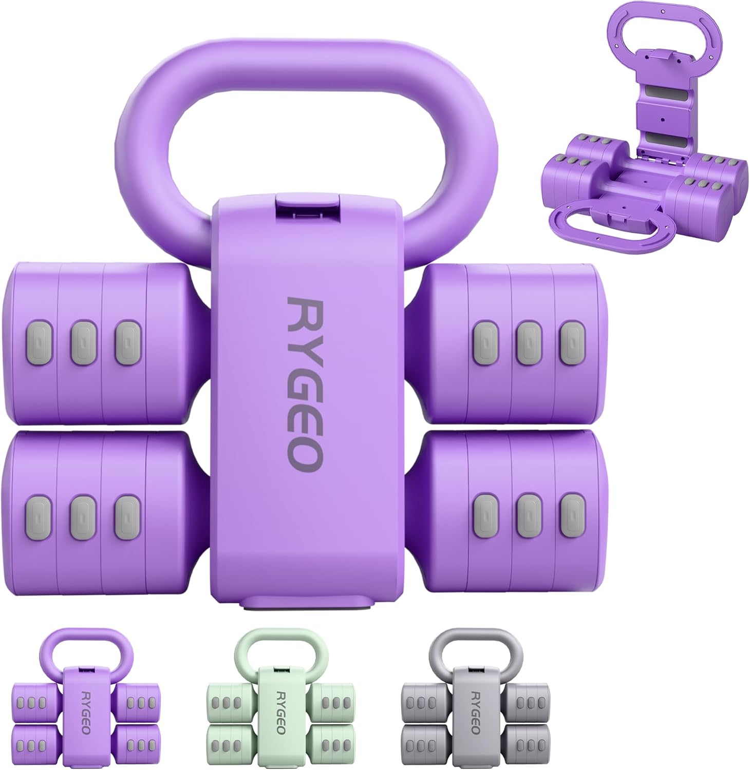 RYGEO Adjustable Dumbbell Set of 2, 4-in-1 Free Weights for Women & Men, Quick-Adjust Hand Weights 2lb, 3lb, 4lb, 5lb, Ideal for Home Gyms, Chest Press Machines & Twisters.
