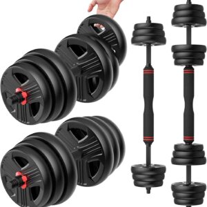 FDS4 Adjustable Dumbbell Set, 20/30/40/60/80 lb Free Weight Set with Connector, 3-in-1 Design for Dumbbell, Barbell, and Weight Plate Training, Home Gym Fitness Equipment for Men and Women
