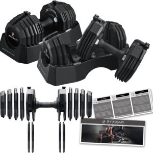 BYZOOM FITNESS Classic Series 55LB Dumbbell Pair & Stand Bundle Set