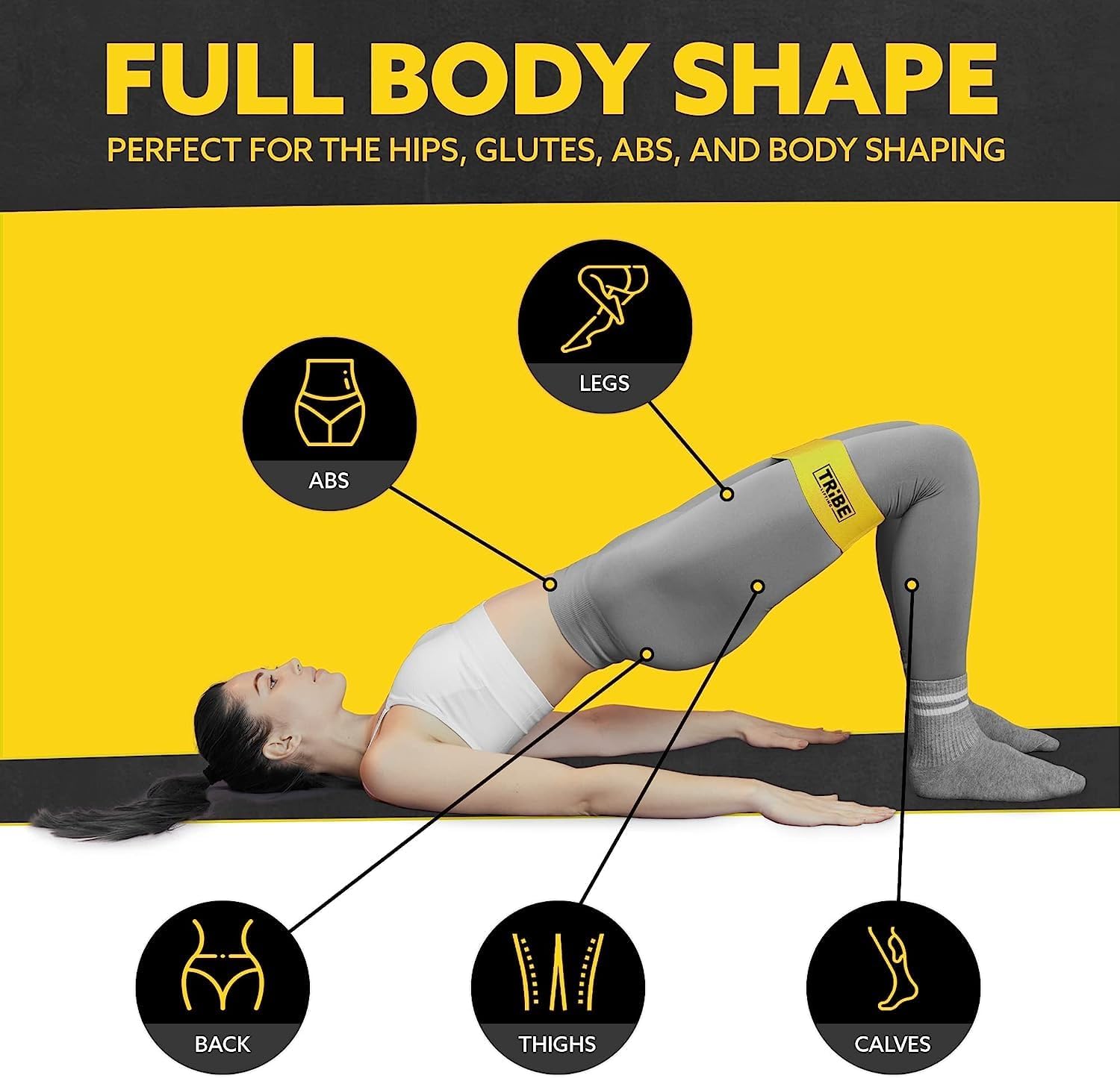 Tribe Lifting Fabric Resistance Bands for Working Out - 5 Exercise Bands Set for Legs and Glutes - Booty Bands for Women and Men - Thick Cloth Workout Bands for Physical Therapy, Hip Training - Image 4