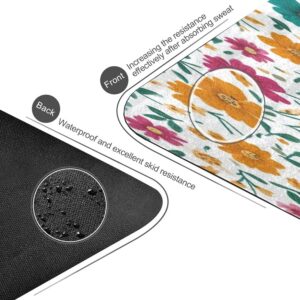 Vibrant Colorful Small Flowers Yoga Mat for Women Men 71″ x 26″ Non Slip Exercise & Fitness Mat 1mm Thick Workout Mat for Yoga, Pilates, Come with Storage Bag