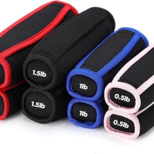 Hollowfly 4 Pair Soft Hand Weights Set for Women Men, 0.5lb 1lb 1.5lb 2lb Soft Dumbbells Walking Weights Small Weight Set Exercise Weights with Hand Strap for Running Workout Physical Aerobics