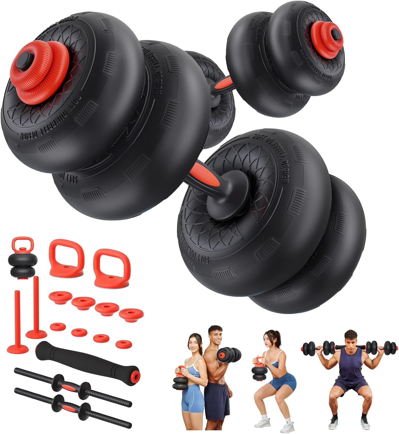 Yoleo Adjustable Dumbbell Set, 45LBS Free Weight Set with Silent Anti-Collision Air Cushion with Connector, 5-in-1 Dumbbells Set Includes Barbell, Kettlebells, Push up Stand, Weight Plate, Exercise & Fitness Dumbbells Weight Set for Home Gym Suitable Men/Women - Image 9