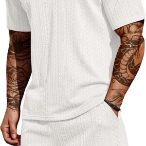 COOFANDY Men’s 2 Pieces Outfits Casual Quarter Zip Polo Shirt and Shorts Set Athletic Jogging Summer Tracksuit