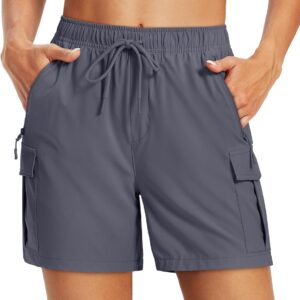 MAGCOMSEN Women’s 5” Hiking Cargo Shorts UPF 50 Quick Dry Lightweight Athletic Golf Outdoor Summer with Zipper Pockets