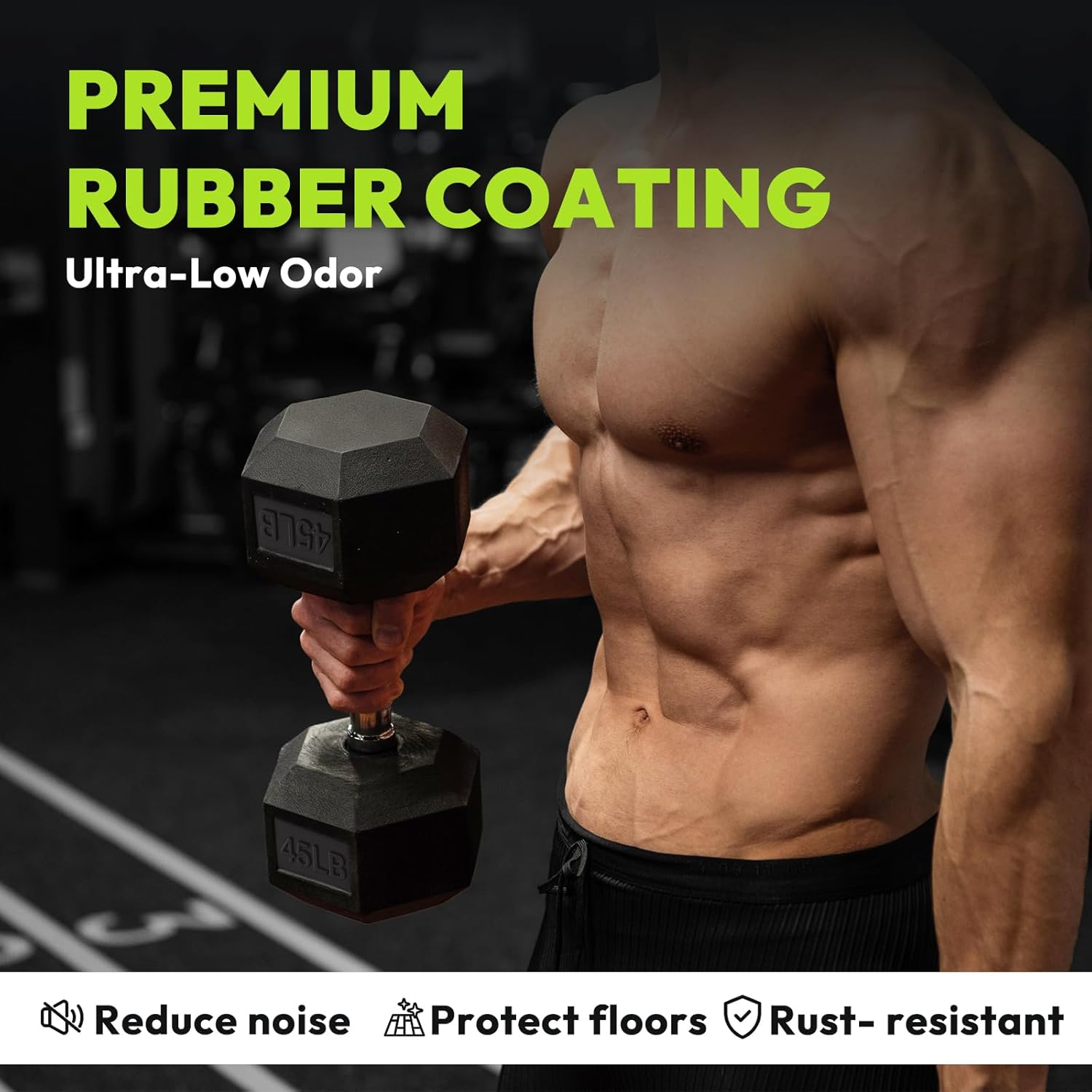 HANDBODE Hex Dumbbell Set 2.5-65 lb, Rubber Encased Hex Dumbbells for Home Gym, Weights Dumbbells Set of 2 Hand Weights for Strength Training & Fitness Exercise - Image 3