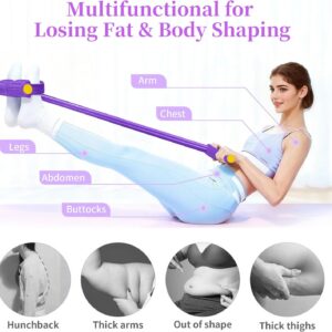 Pedal Resistance Bands with Handles, Durable 6-Tubes Multifunction Resistance Band, Natural Rubber Foot Pedal Resistance Bands, Fitness Resistance Bands for Abdomen, Waist, Arm, Leg, Pilates (Purple)