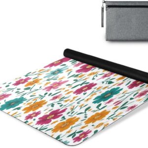 Vibrant Colorful Small Flowers Yoga Mat for Women Men 71″ x 26″ Non Slip Exercise & Fitness Mat 1mm Thick Workout Mat for Yoga, Pilates, Come with Storage Bag