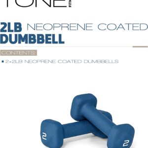 Tone Fitness Neoprene Dumbbell Weight Pairs with Anti-Roll Square Head | Multiple Options