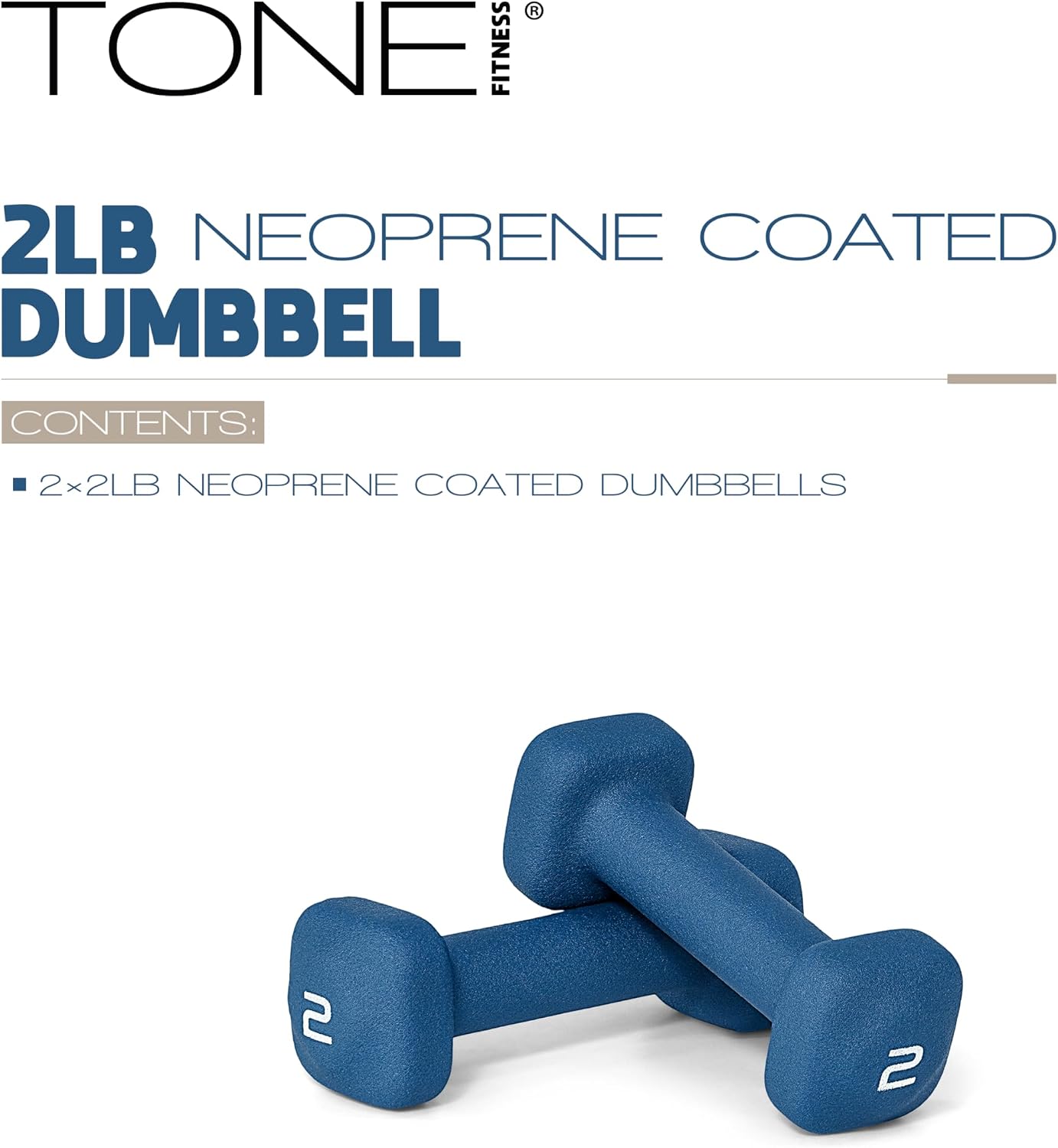 Tone Fitness Neoprene Dumbbell Weight Pairs with Anti-Roll Square Head | Multiple Options - Image 2